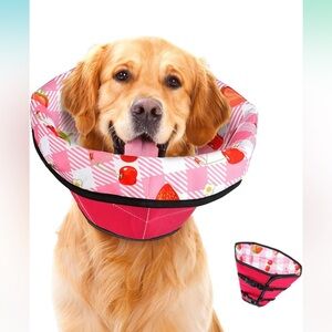 Soft Recovery Cone for Dogs Strawberry and Cherry Print Size Medium